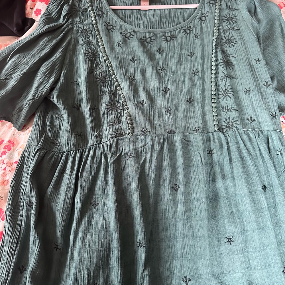 Knox Rose Teal Embroidered Blouse